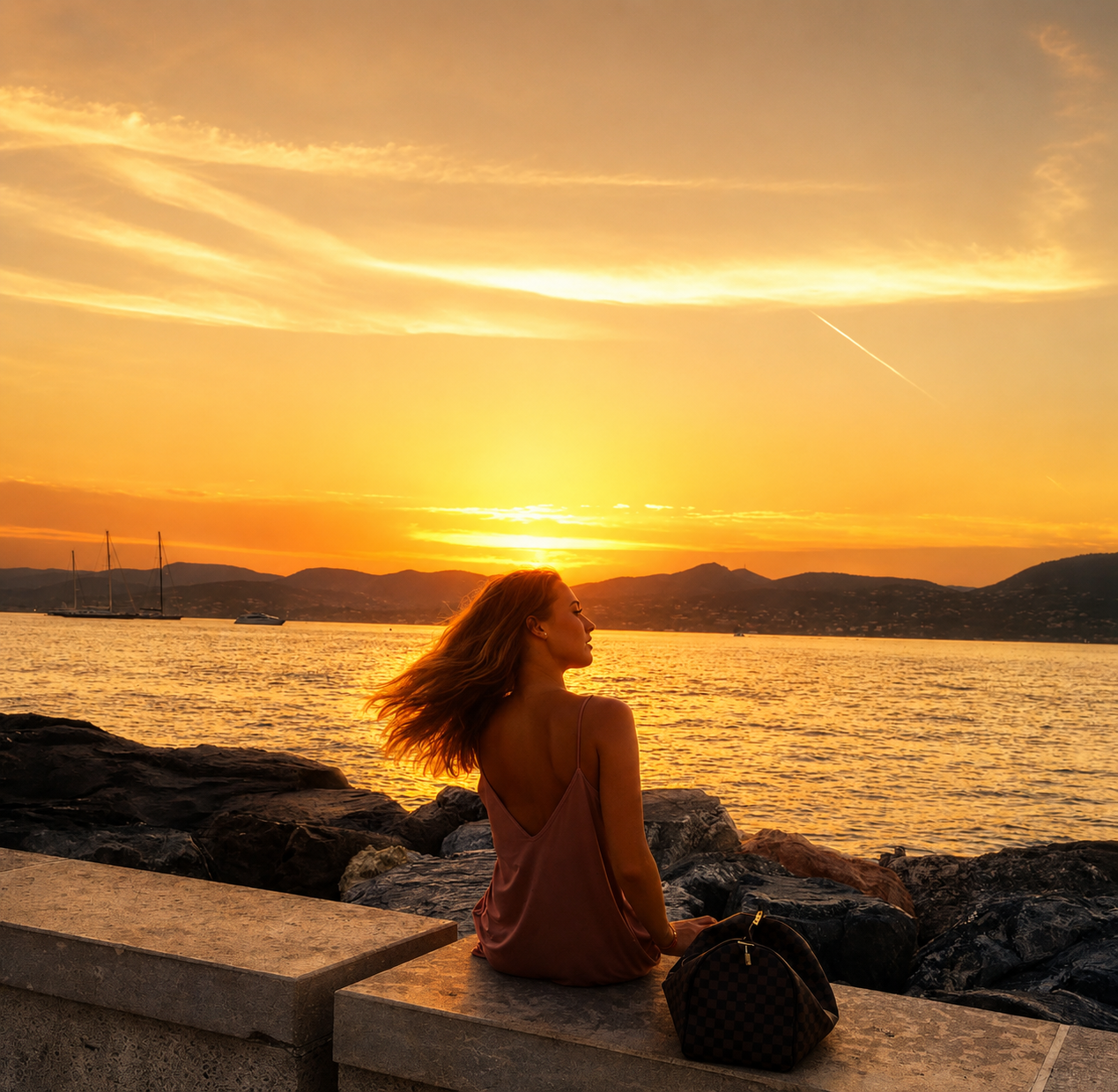 Elegant coastal landscape at golden hour